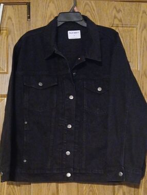 Old Navy Black Denim Jacket with Button Front